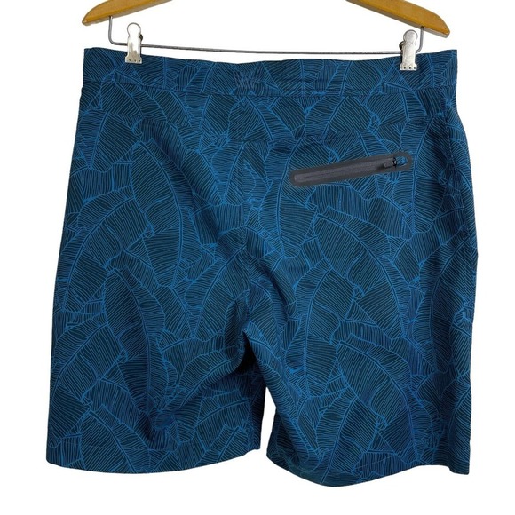 Mack Weldon Shorts 33/34 Mens Blue Black Printed Hybrid Board Golf Zip Pocket - Picture 2 of 12